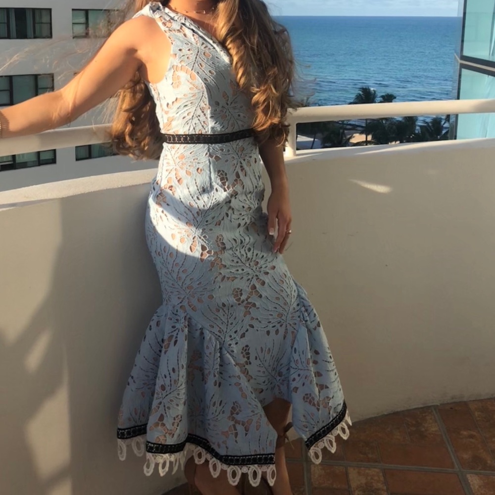 Light blue crotchet boutique dress